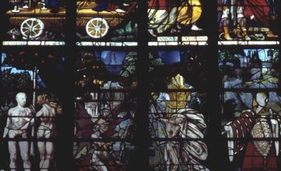Window depicting Adam and Eve by French School